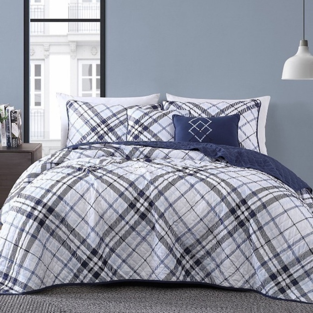 Geneva Home 5pc KING Plaid Quilt Set